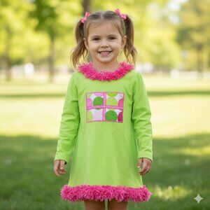 The Bailey Boys Girls Fringe Polka-Dot Long Sleeve Shirt Size 4 School Neon Fall